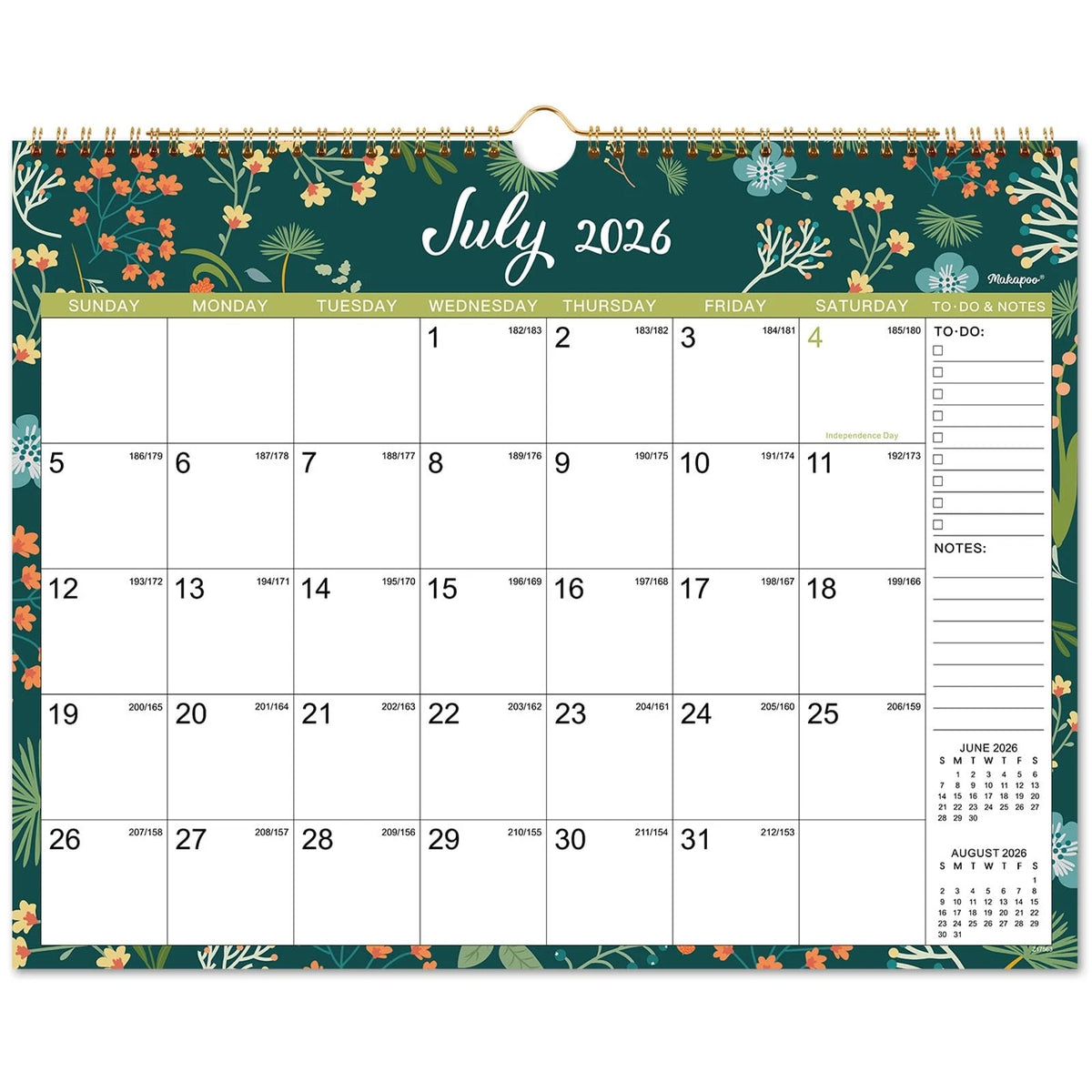 Wall Calendar 2026-2027, 11.6" x 14.8", Multicolored