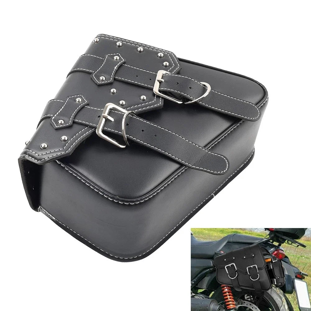 1PC Universal Motorcycle Saddle Bag Left Side #27C Black for Motorcycles