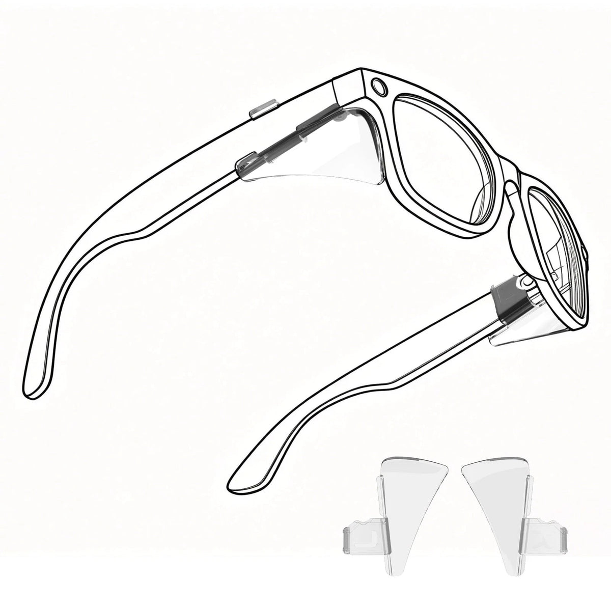 Safety Glasses Side Shields for Ray-Ban Meta (One Size, Transparent)