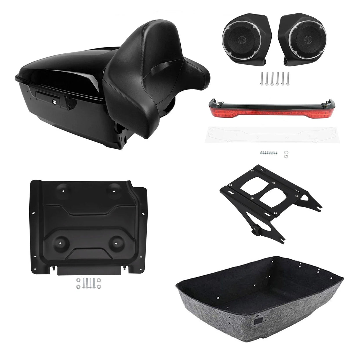 Backrest Pad Speakers Light Mount Plate for Harley Touring (2014–2026)