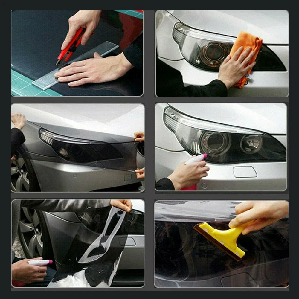 Headlight Lamp Tint Film for Universal Vehicles (12" x 72") Black