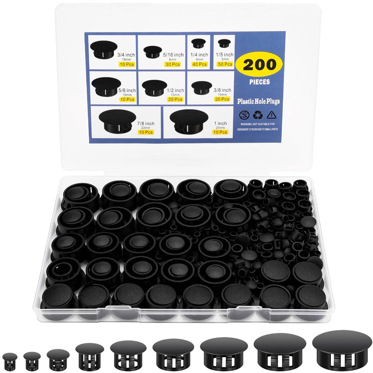 200Pcs Nylon Hole Plug Set for Various Applications (9 Sizes)