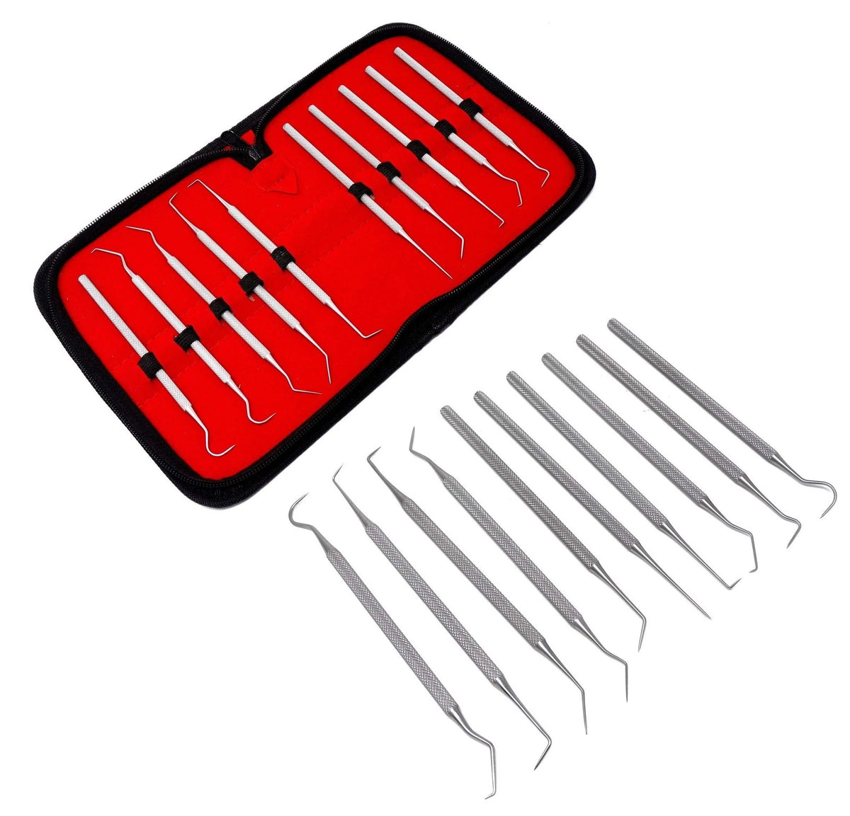 Set of 10 Stainless Steel Precision Micro Picks (5.5" to 6")