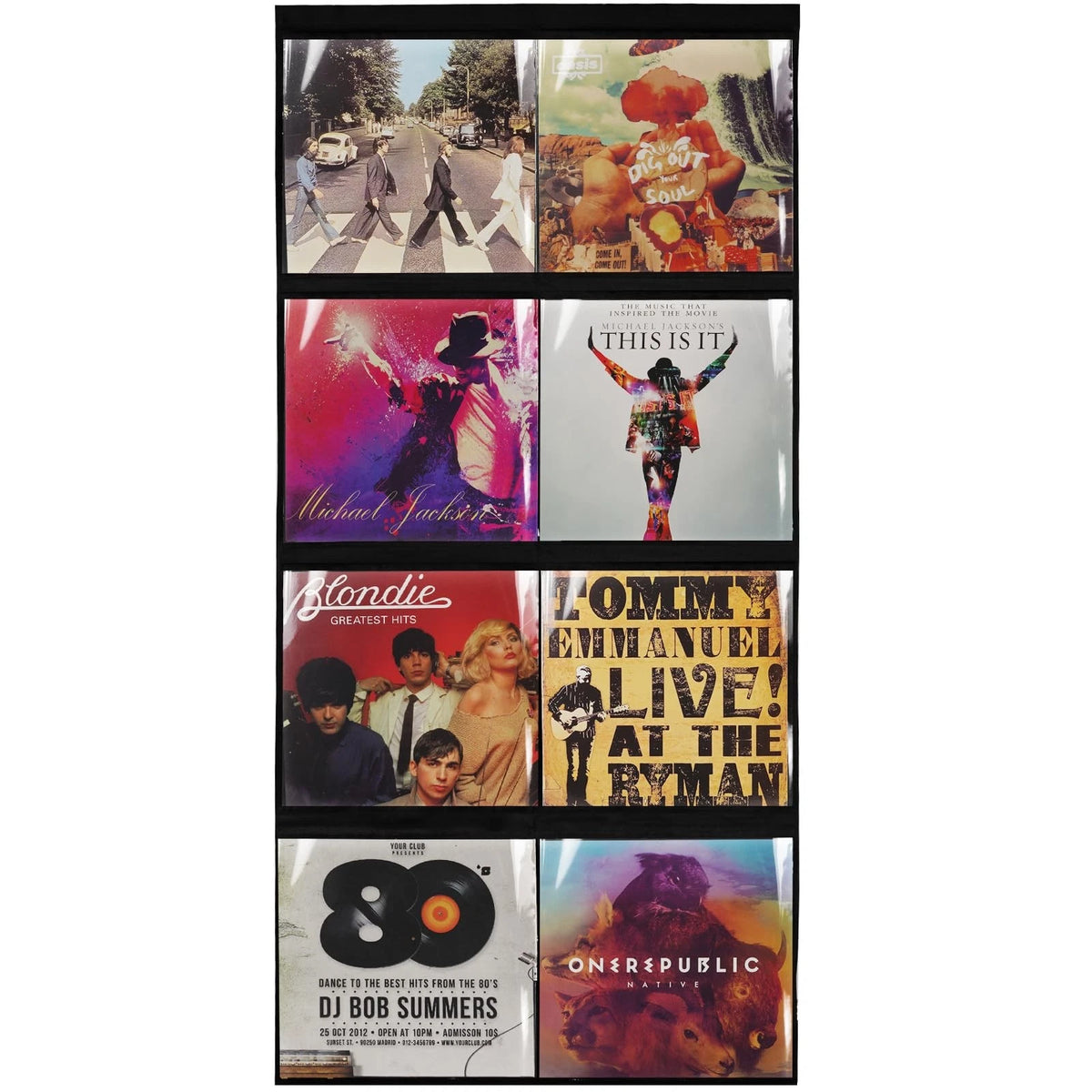 Vinyl Record Display Wall Mount for Album Storage (63.38 inches, Black)
