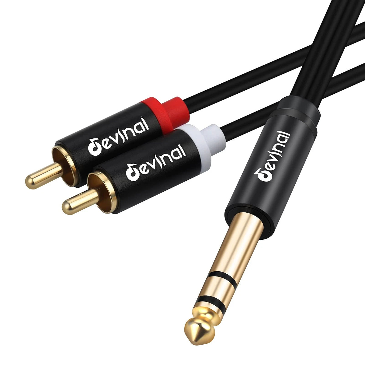 1/4" TRS to RCA Y Splitter Cable for Stereo Audio (5 FT, 3.3 FT)