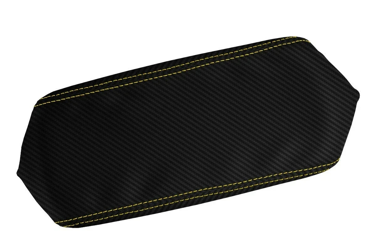 Console Lid Cover for Toyota Supra (1986–1992) Carbon Fiber Yellow Stitch