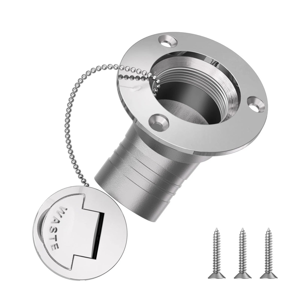 45 Degree Boat Deck Filler Waste - Stainless, Mirror Polished