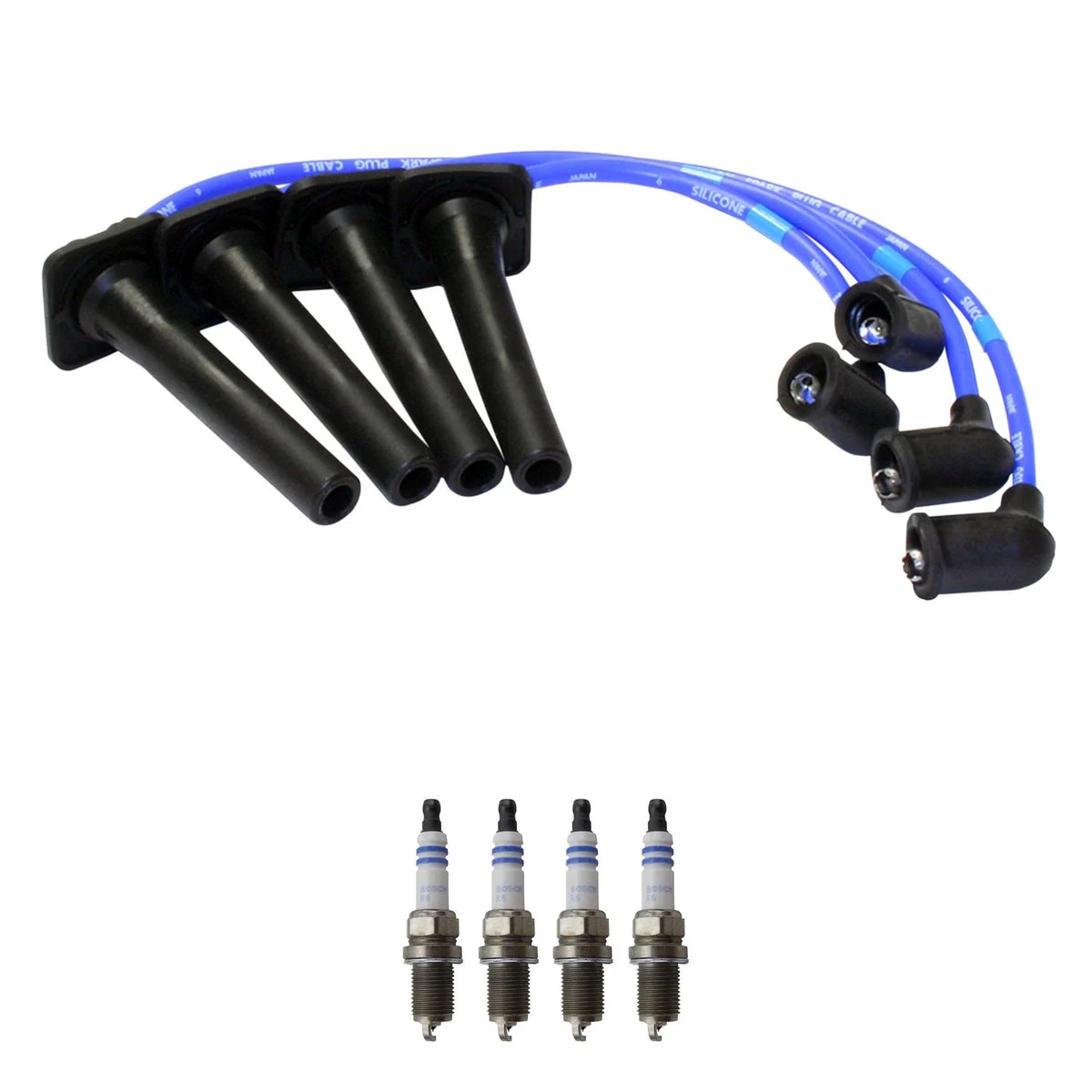 NGK Wire Set & Bosch 4 Platinum Spark Plugs for Mazda Protege ES (1999–2003)