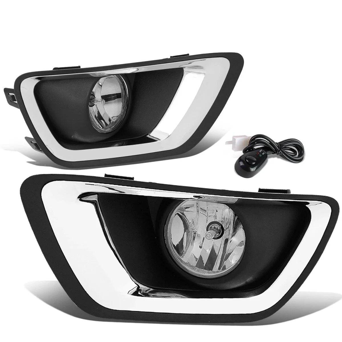 Pair Fog Light Lamps for Chevy Colorado (2015–2019) w/ Switch & Chrome Trim
