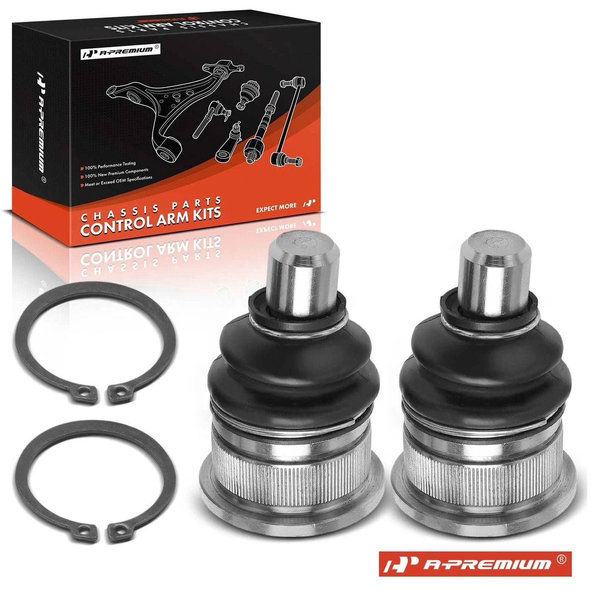 2X Front Lower Side Ball Joint Kit for Mazda Protege (1999–2003) B25D34300D, B25D34350D, K500343