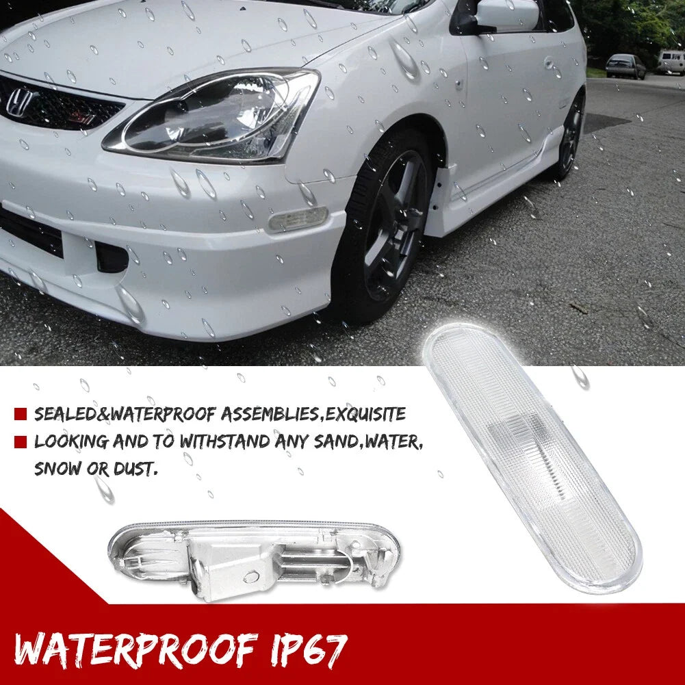 Set of 4 Chrome Bumper Side Marker Lights for Honda Civic Si (2002–2005)