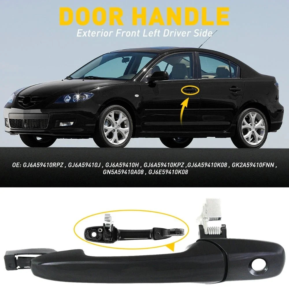 Outside Door Handle for Mazda 3 6 CX-7 CX-9 RX-8 (2004–2020) Smooth Black