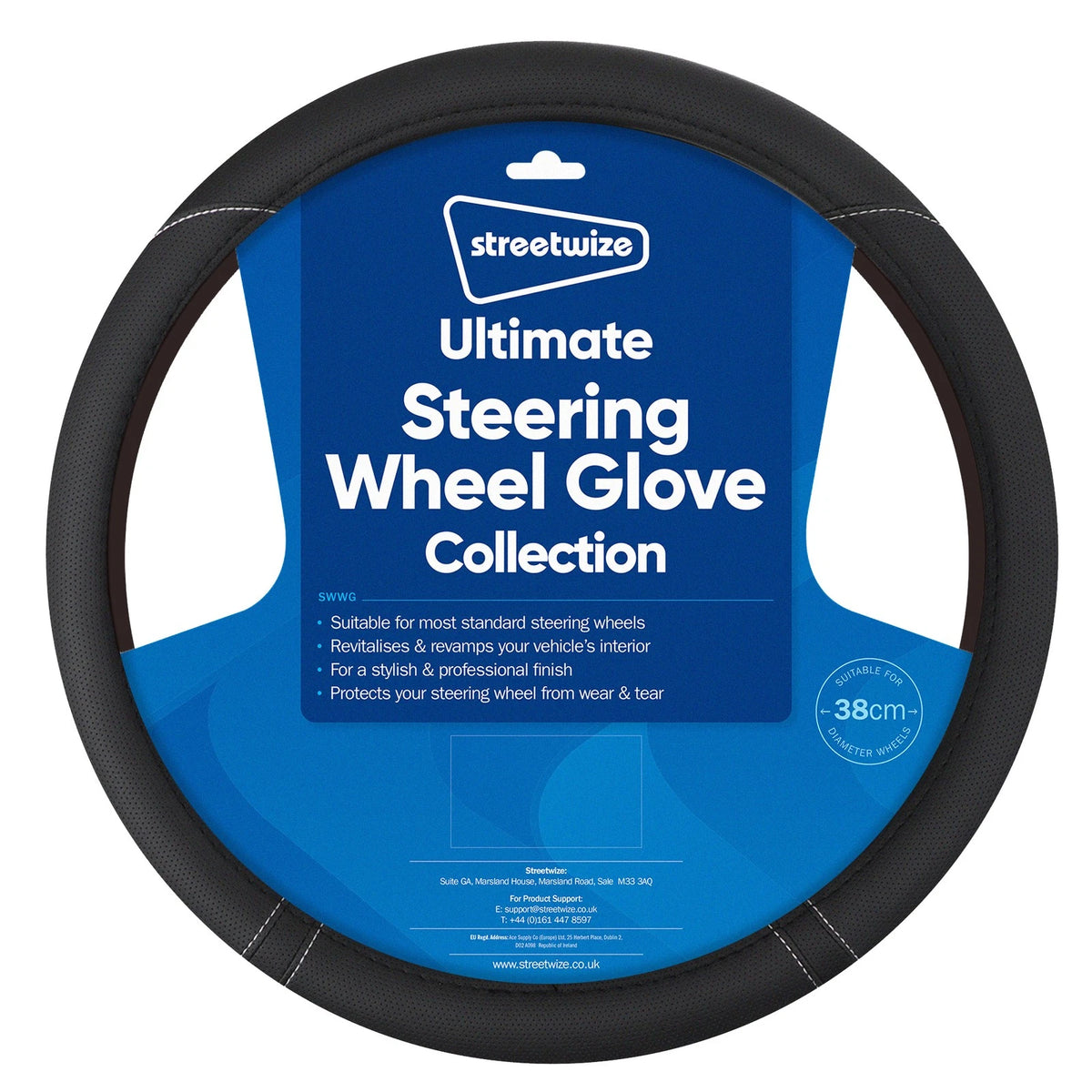 Steering Wheel Cover for Auto Protection - Soft Grip Black SWWG18