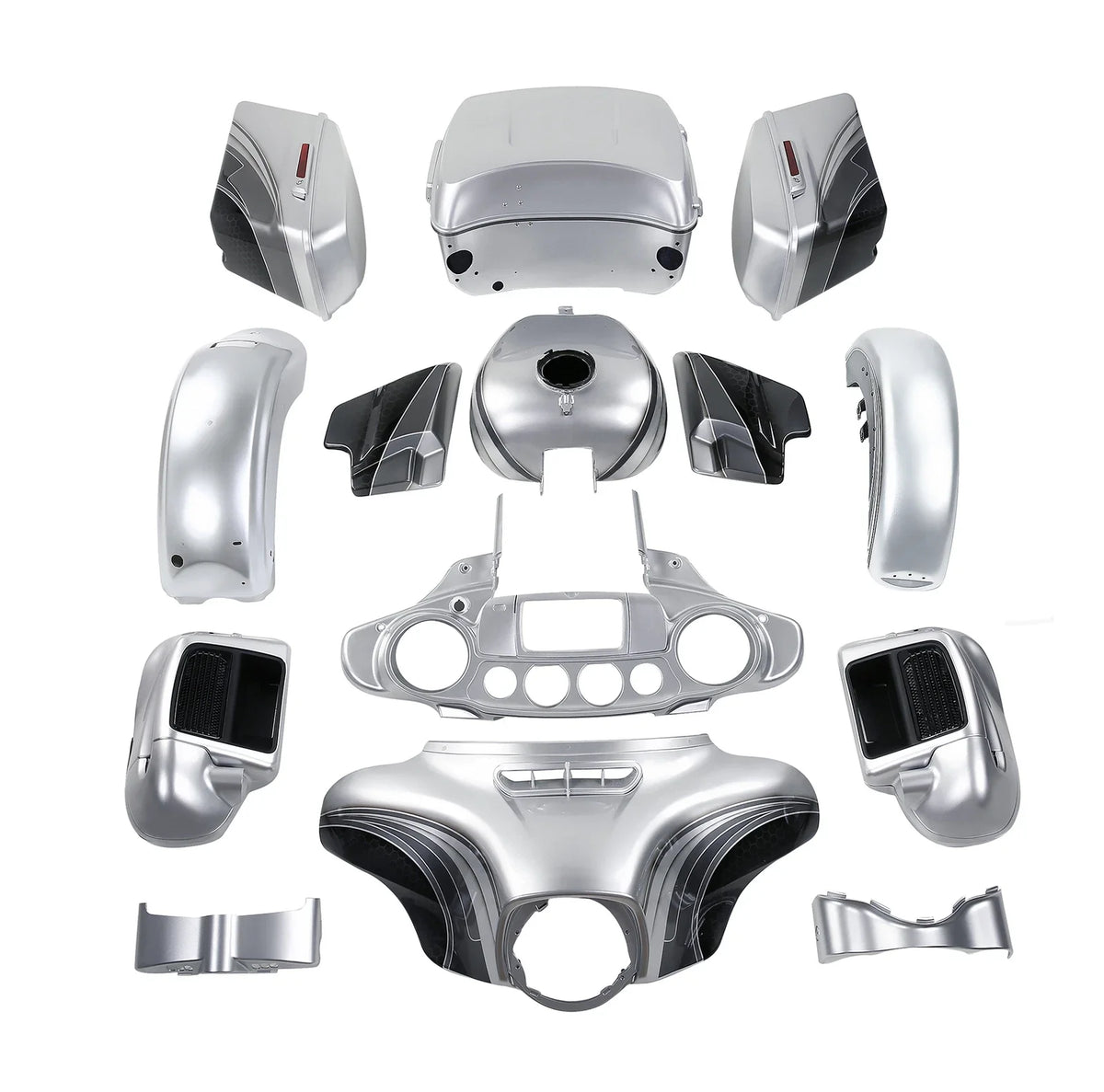 Fairing Body Work for Harley Electra Glide (2014–2024) Silver/Black Honeycomb Fade