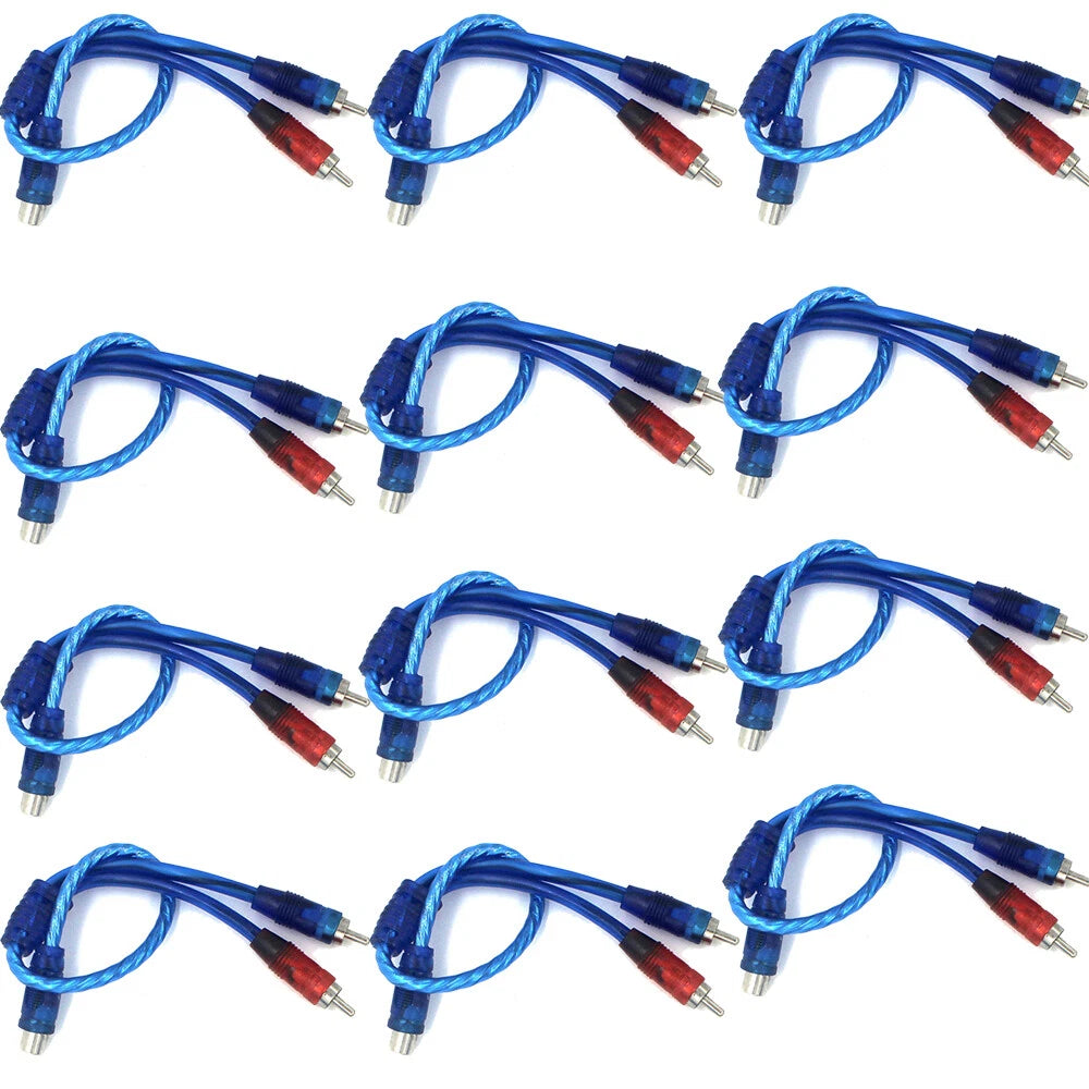 12X RCA Y Splitter Audio Jack Cable Adapter for Car (12")