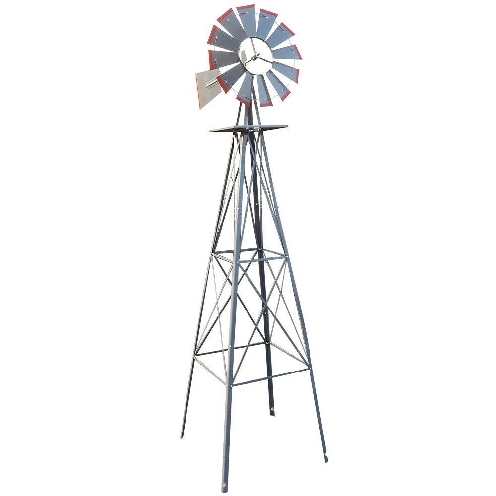 8FT Weather Resistant Yard Garden Windmill for Outdoor Decor