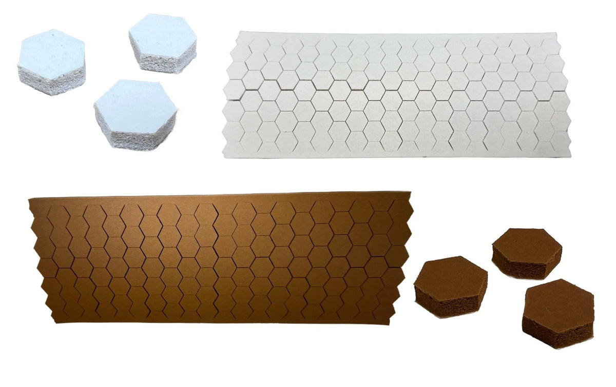 Set of 110 Soft Bumper Pads 3/8" Hexagon 1/8" Thick, Cream
