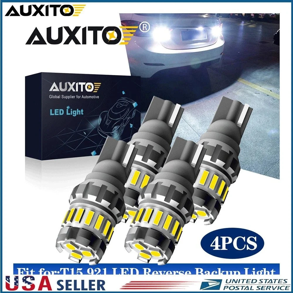 Set of 4 AUXITO T15 921 LED Backup Reverse Light Bulbs 2400LM Xenon White