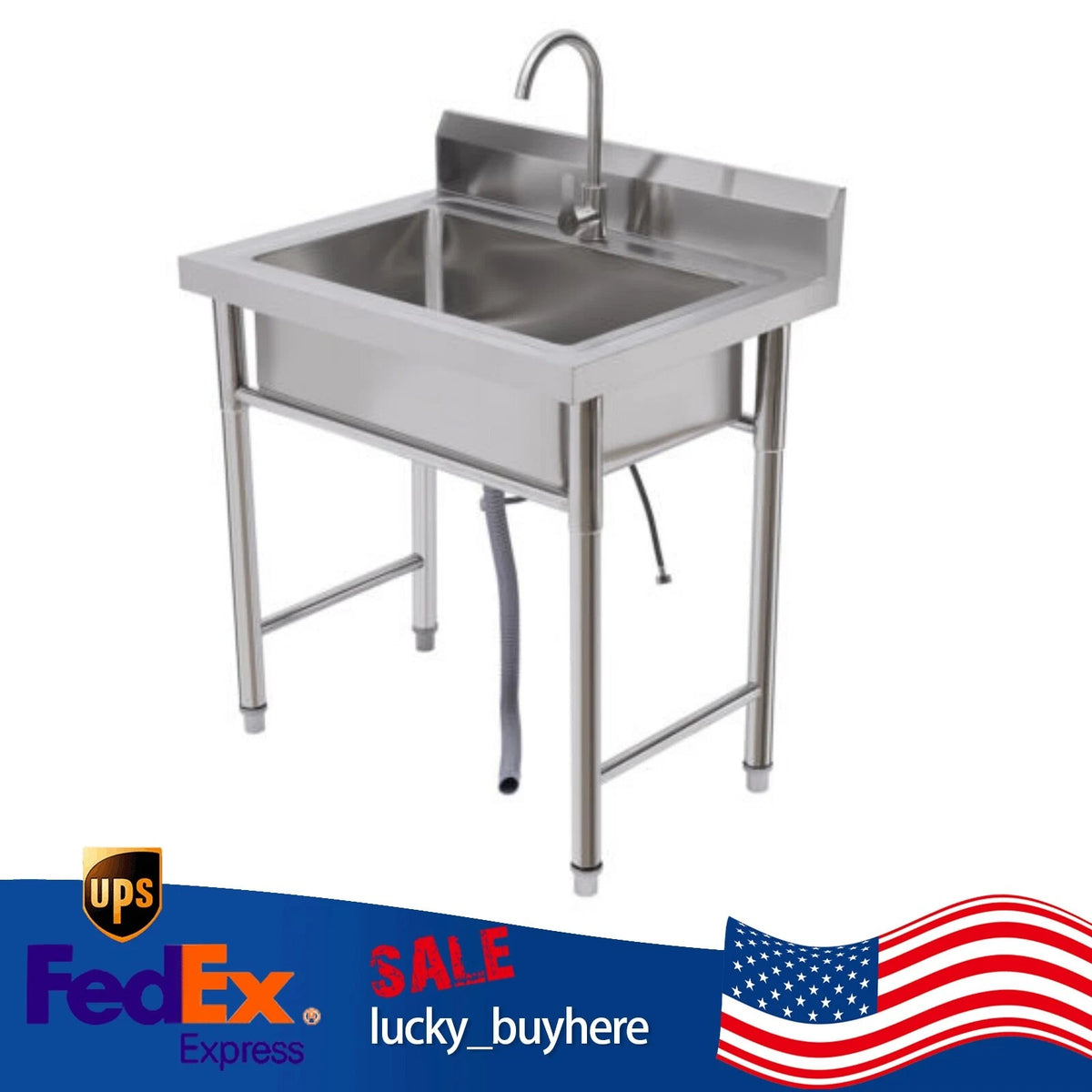 1 Compartment Stainless Steel Prep Sink for Commercial Use