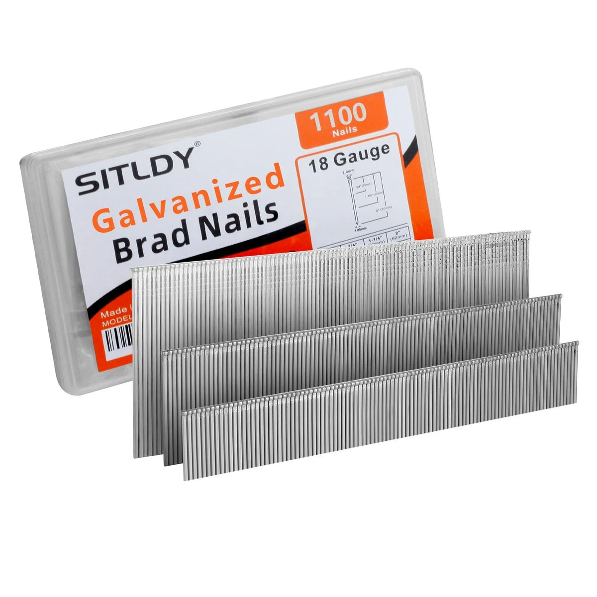 1100 pcs 18 Gauge Galvanized Brad Nails Set of 3 Sizes for Various Uses