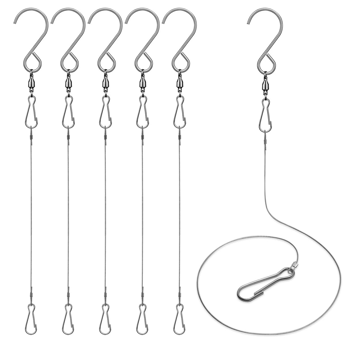 5X 360° Swivel Hooks with 12.5in Extended Rope for Hanging