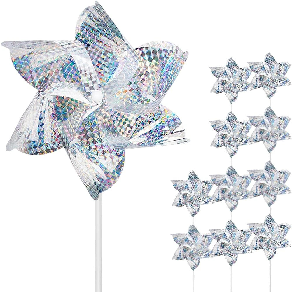 10 Pack Reflective Pinwheels for Garden Yard (No Part Numbers)