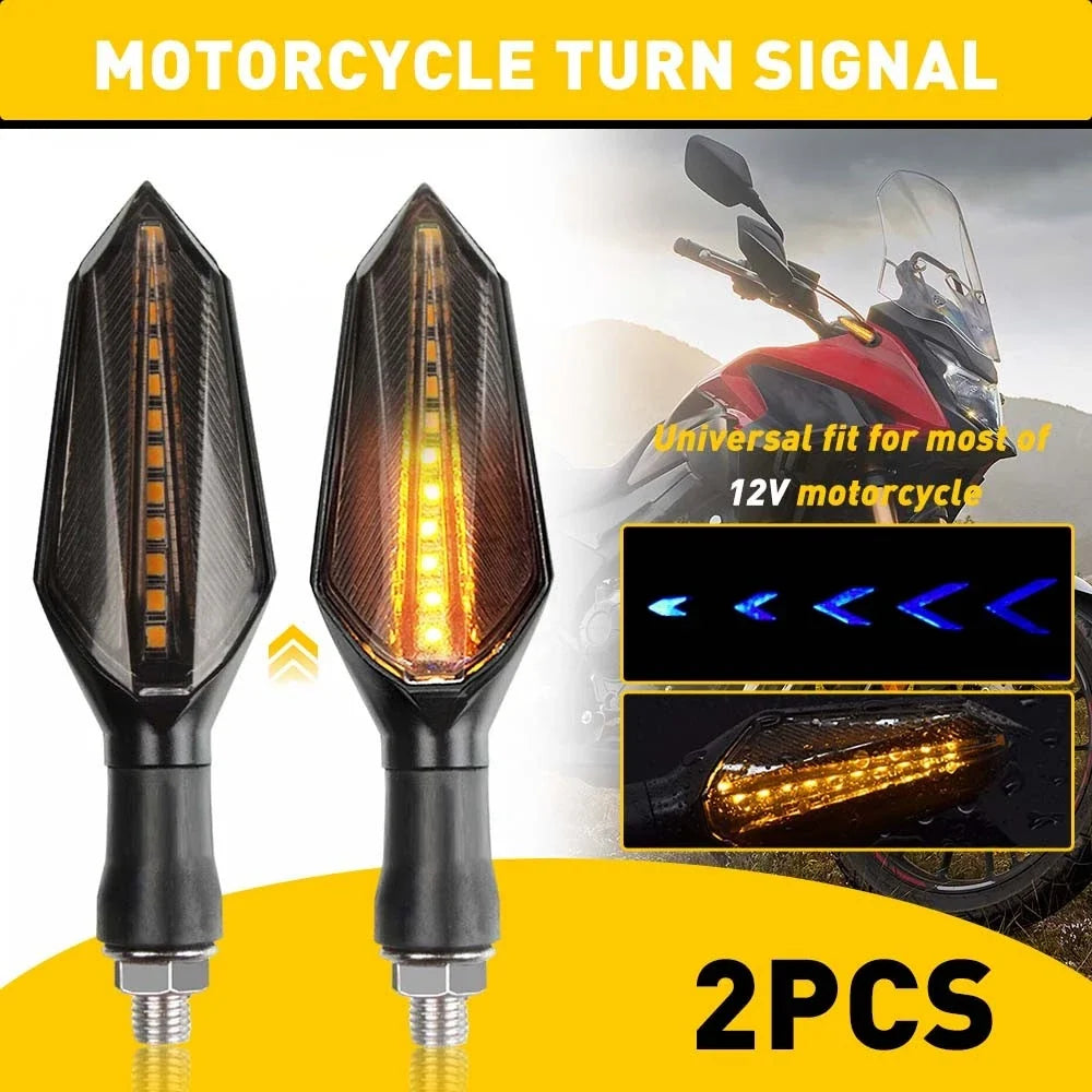 2X 12-LED Turn Signal Lamp for Motorcycle (Sequential Flowing Indicator)