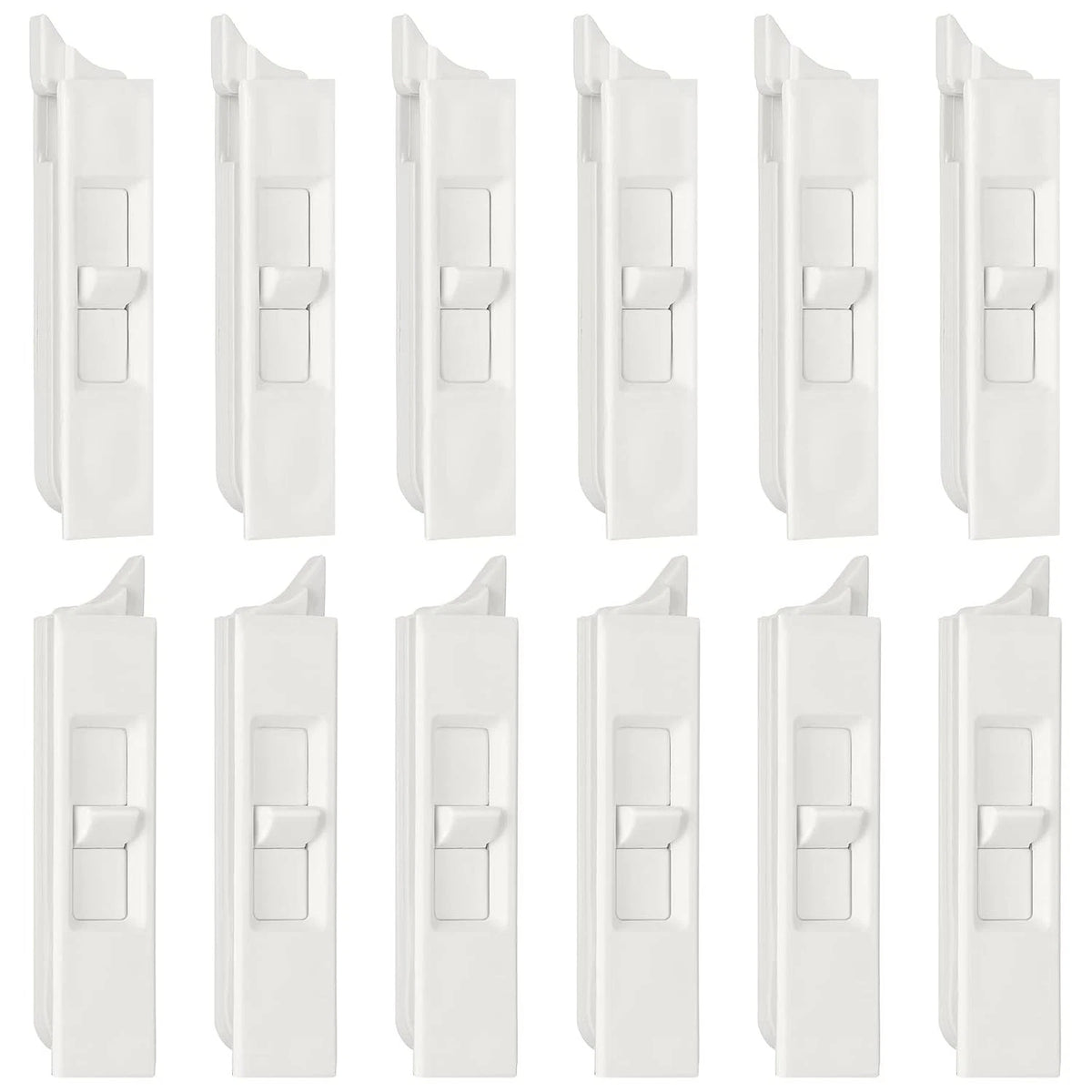 Set of 12 White Plastic Snap-in Tilt Latch Pairs for