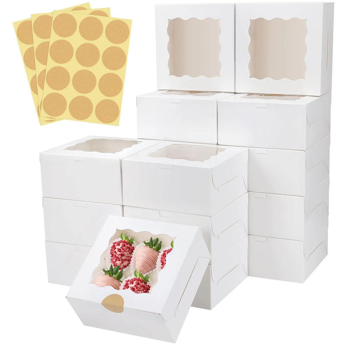 30 Pcs White Bakery Boxes 6x6x3 for Various Uses