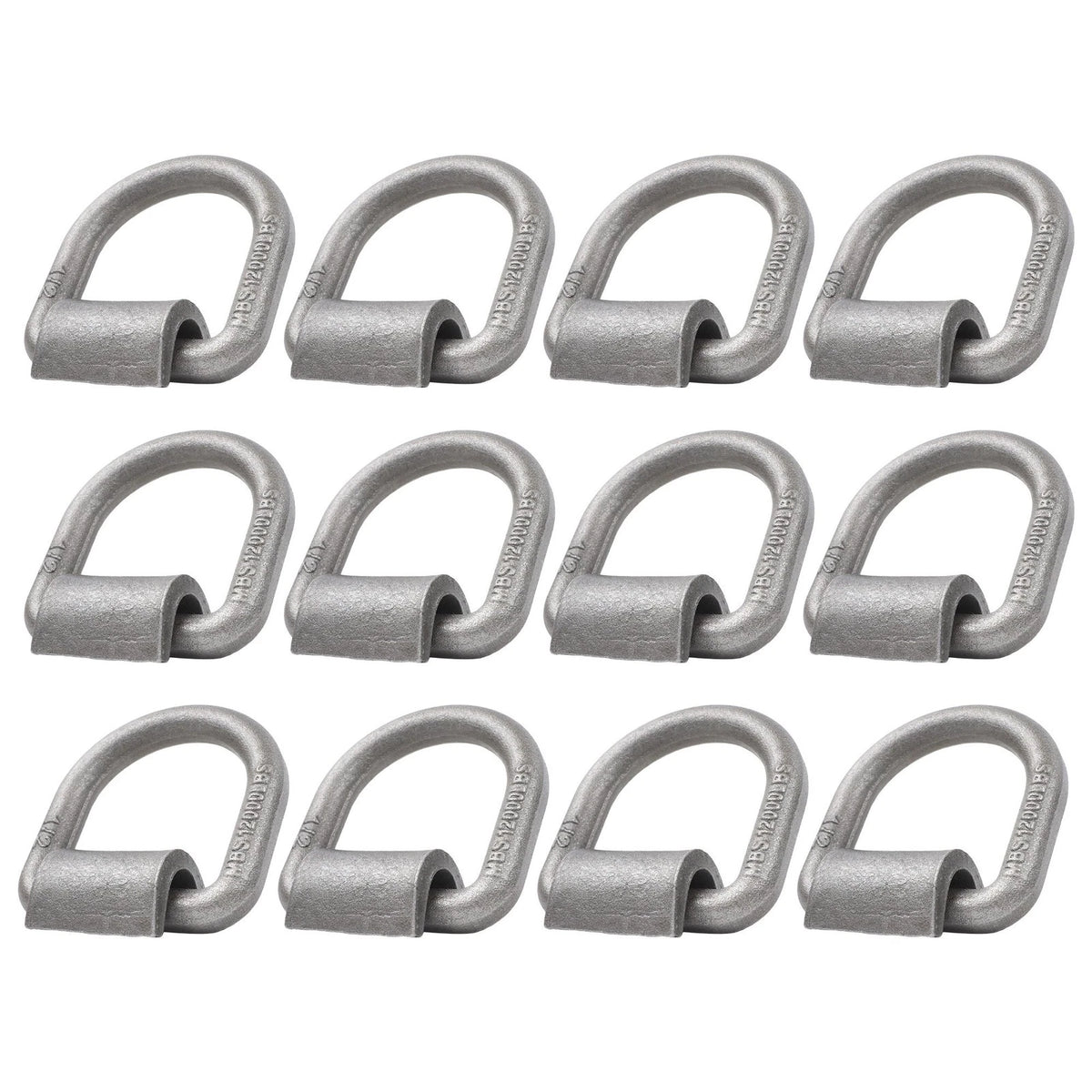 12 Pack 1/2 Inch Heavy Duty Weld-On Forged D Ring 12,000lbs Strength