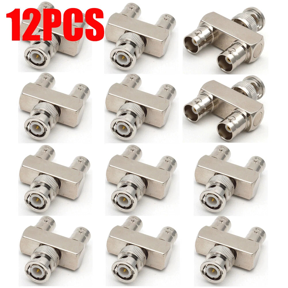2X BNC Male to Dual BNC Female Splitter Y Adapter Connector