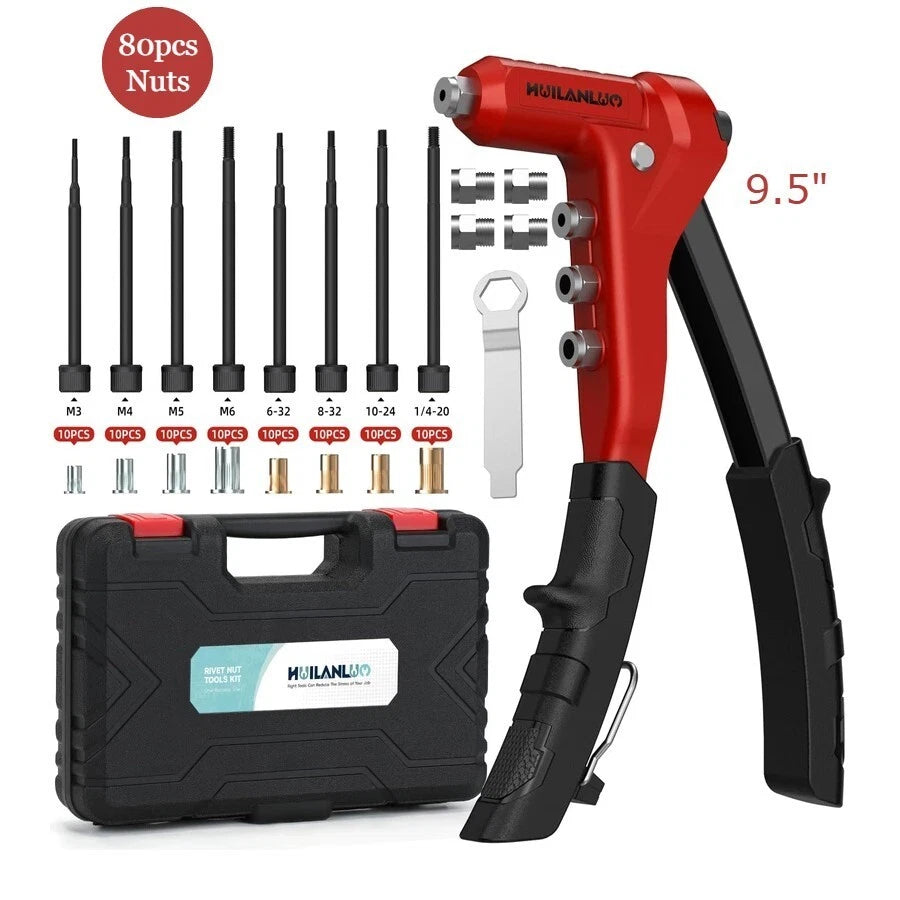 Rivet Nut Tool Kit 8PCS with 80PCS Rivet Nuts for Automotive Use