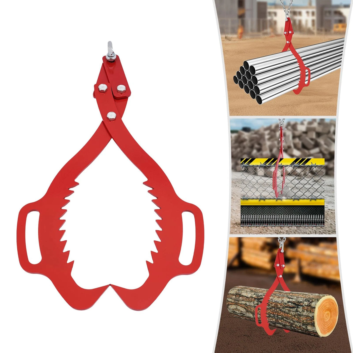 25" Claw Hook Log Lifting Tongs Heavy Duty Grapple Timber Claw 1000kg