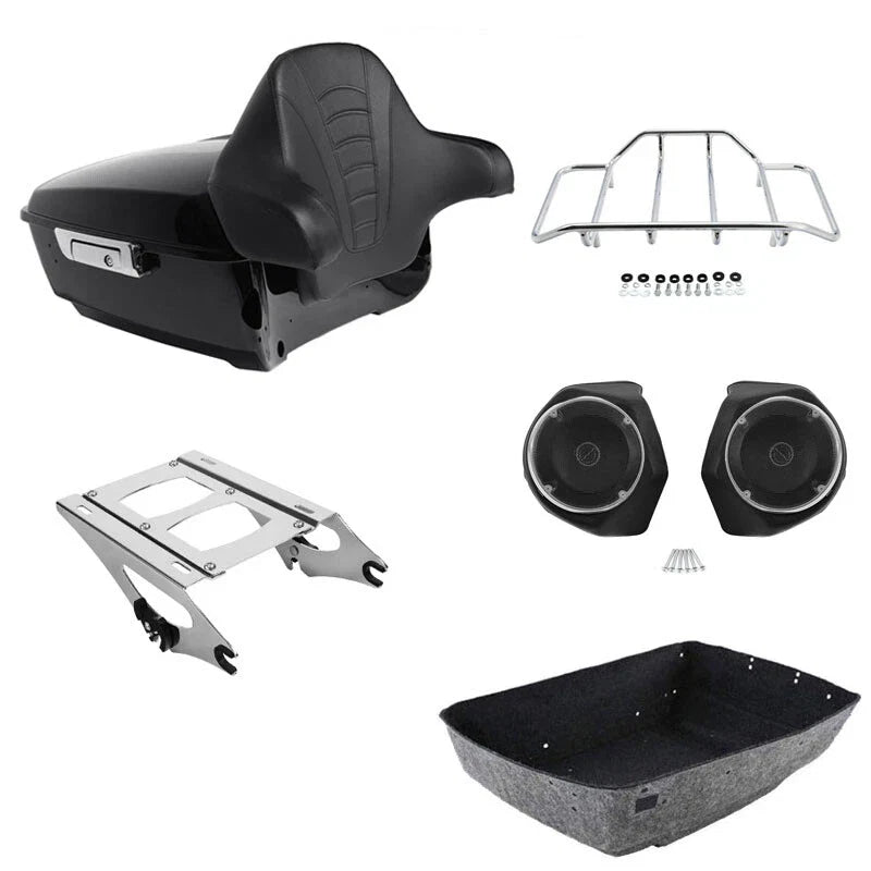 Trunk Backrest Pad Speakers Mount Rack for Harley Street Glide (2014–2026)