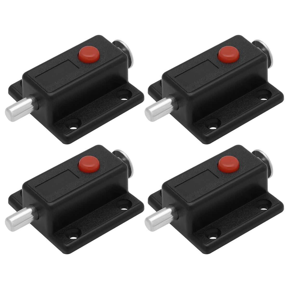 Set of 4 Black Plastic Push Button Spring Loaded Automatic Door Latches for LT