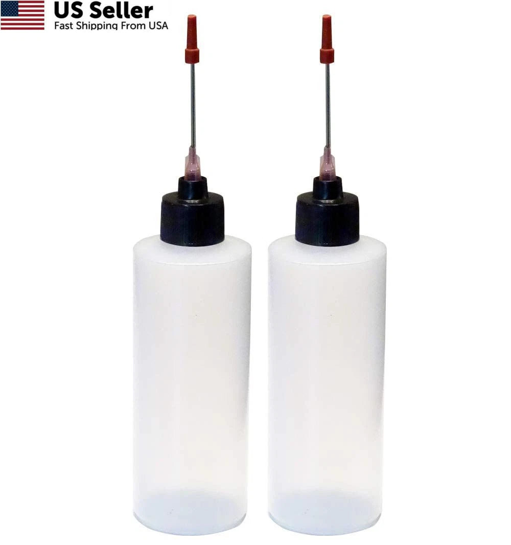 2X 4oz Plastic Squeeze Bottles with 1.5 inch Stainless Steel Nozzle