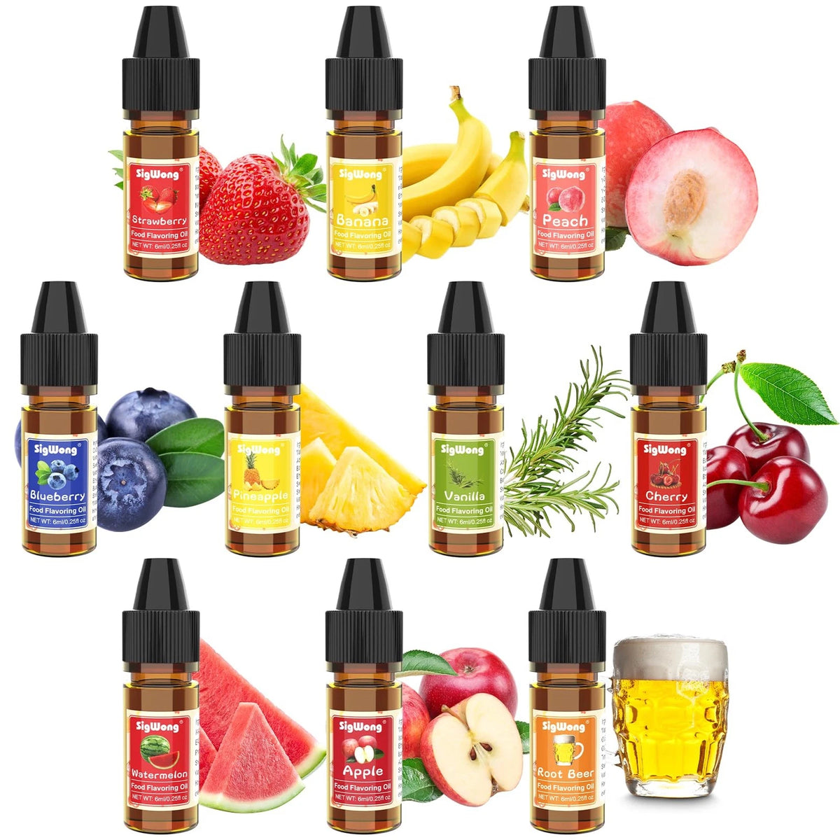 10 Flavors Liquid Lip Gloss Oil - 6ml Set