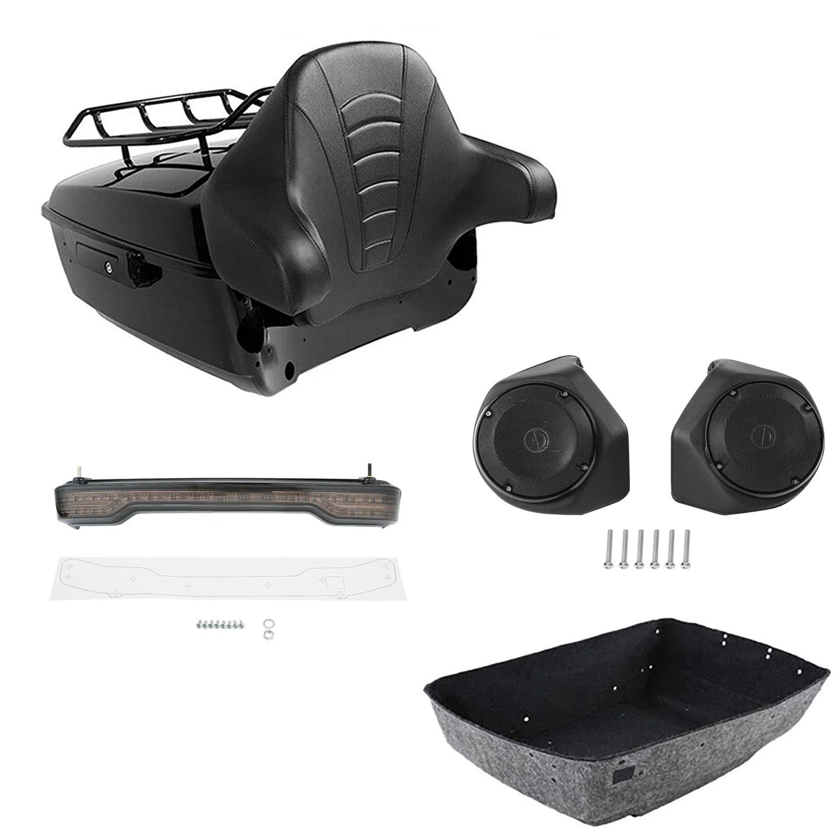 King Trunk Backrest Luggage Rack Light Speakers for Harley Touring (2014–2026)