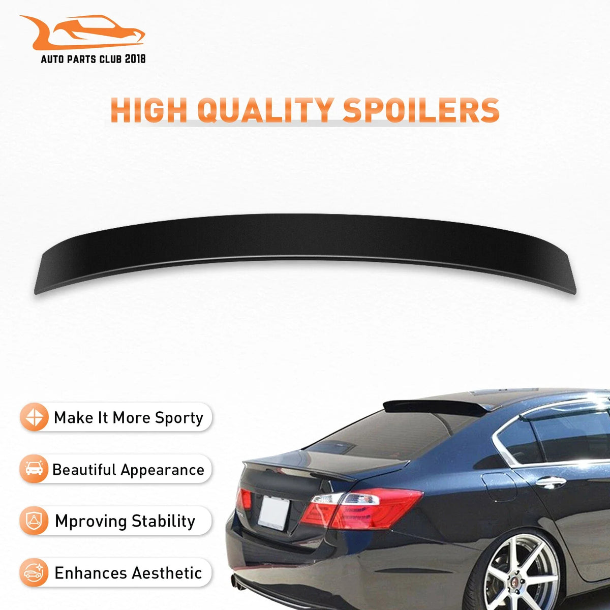 Roof Wing Spoiler Visor for Honda Accord 2013–2017 (9TH Gen) Black