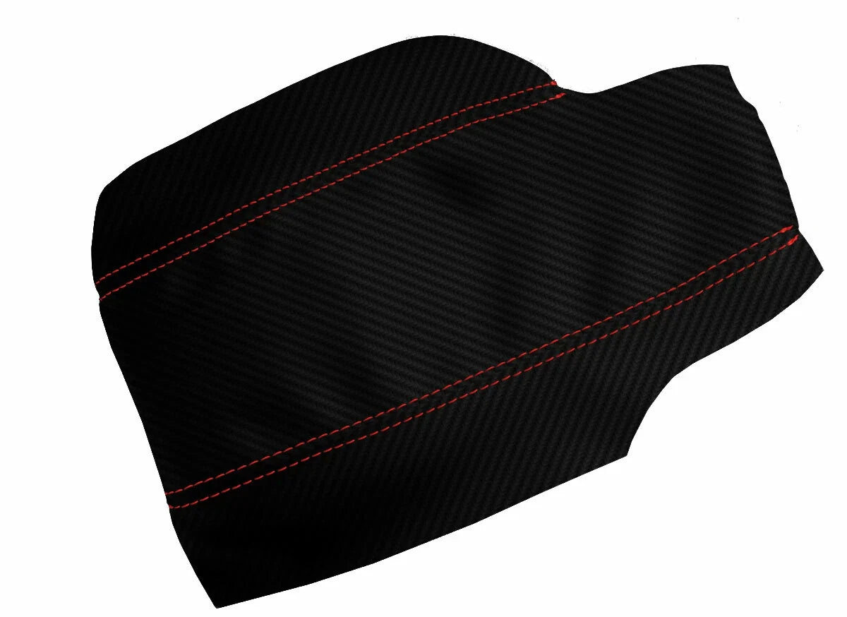 Console Lid Armrest Cover for Porsche 987 (2005–2012) Carbon Fiber Red Stitch