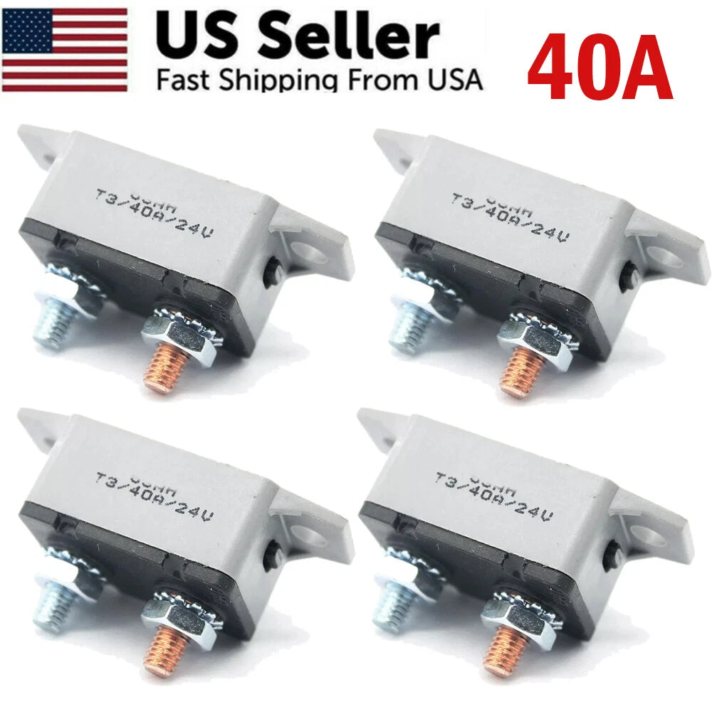 4PC 40A 12V Circuit Breaker Stud Type Automatic Reset for Auto