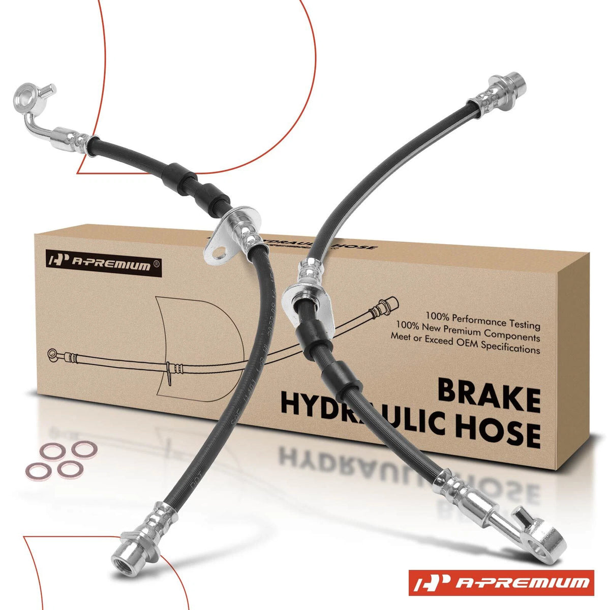 2X Front Brake Hydraulic Hose for Honda Civic (1996–2000) Acura EL (1998–2000) 01465S04V01, 01465S04V02, 2202944, 2204511