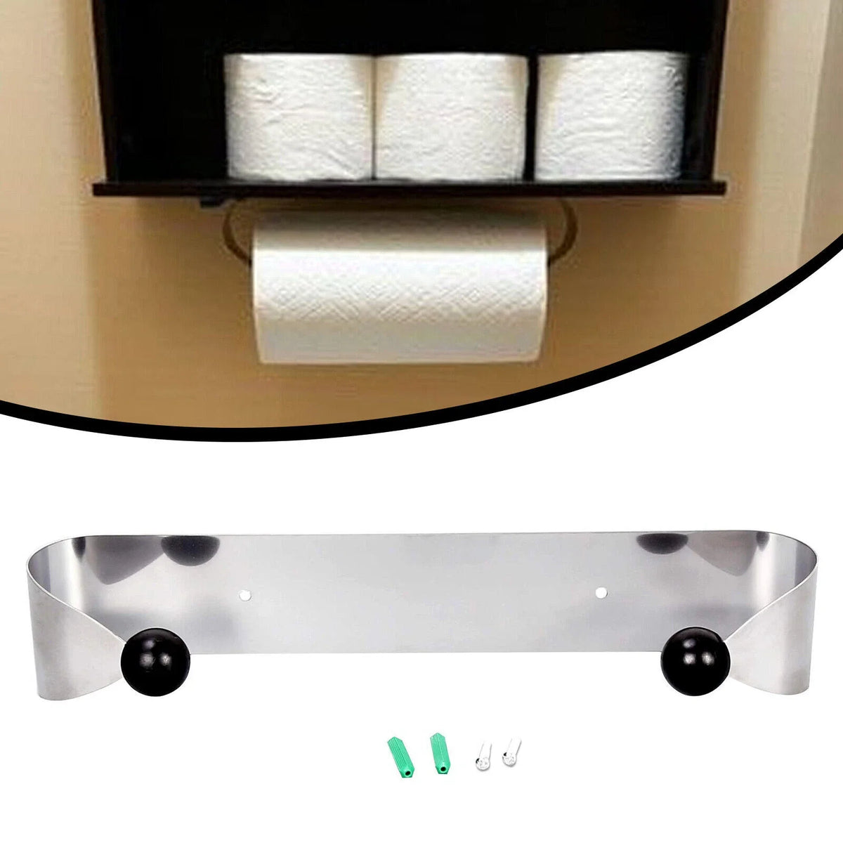 Paper Towel Holder Under Cabinet Wall Mount Steel Rack