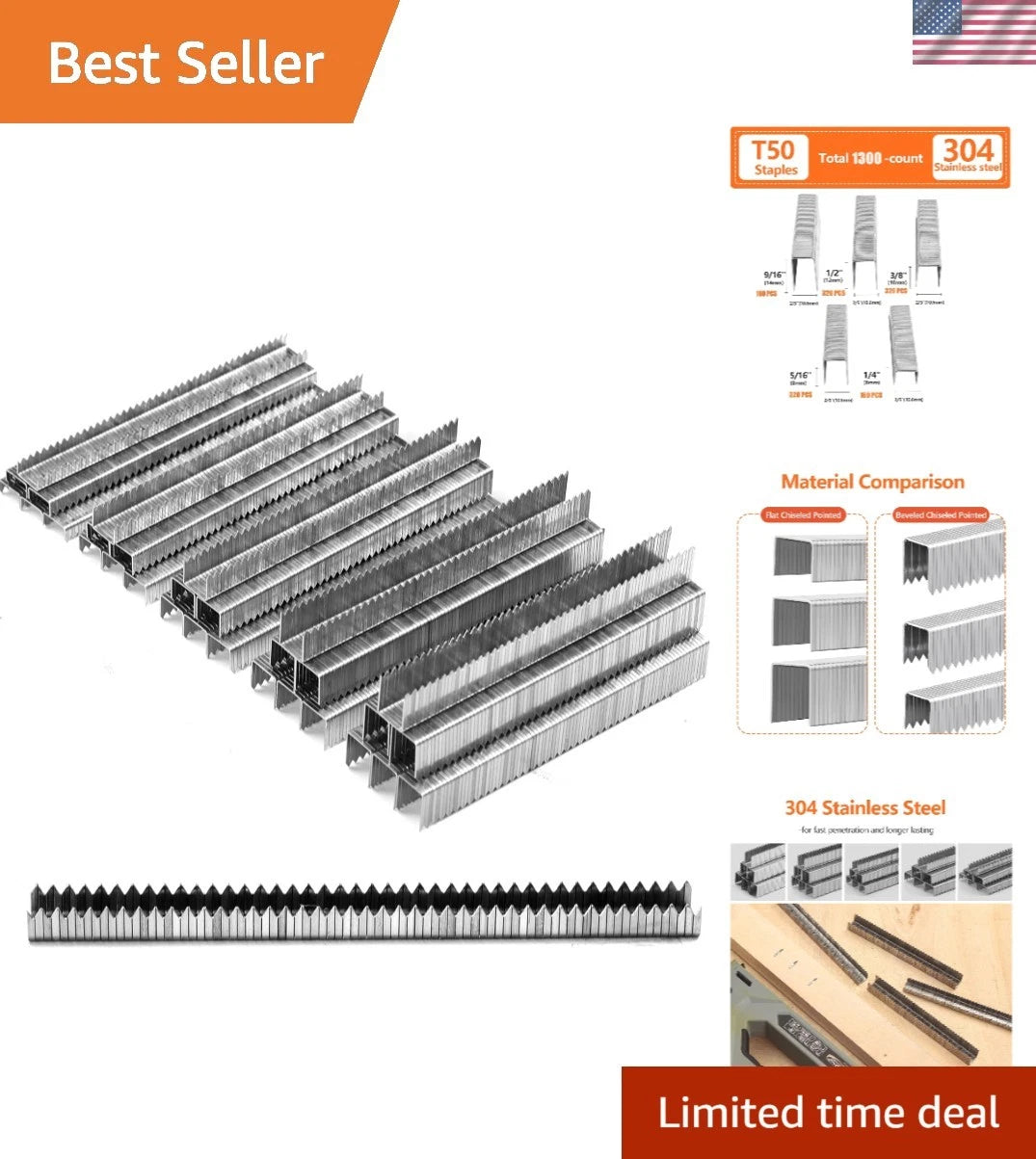 1300 Count T50 Stainless Steel Staples for Various Applications