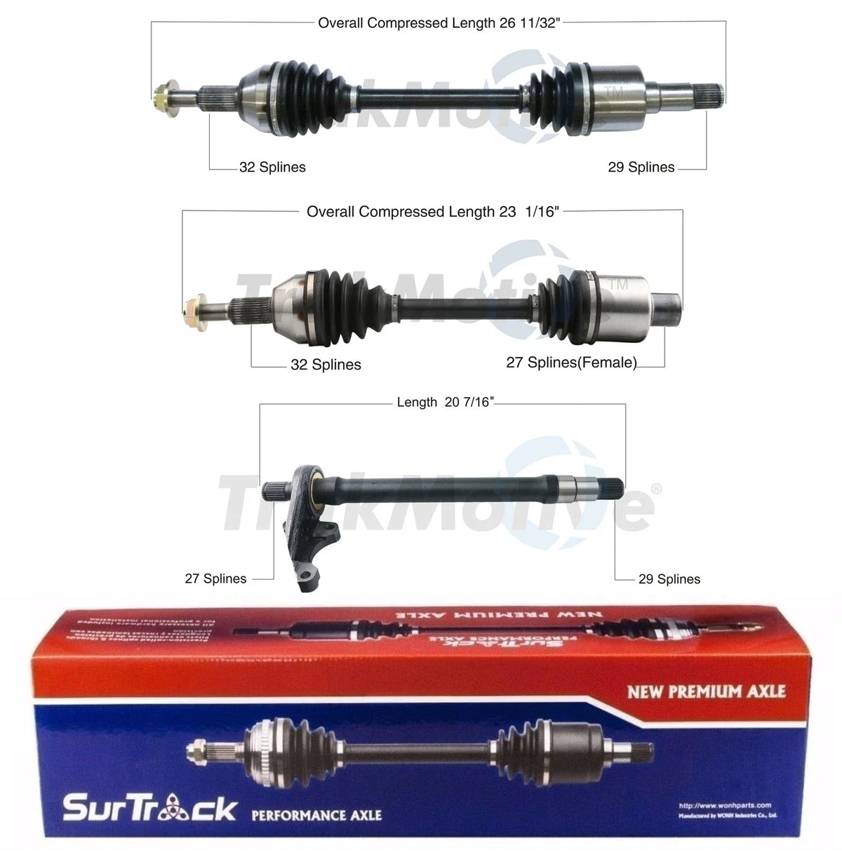Set of 2 Front CV Axle & Intermediate Shafts for Dodge Ram V6