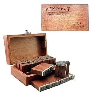 70 Pack Wooden Alphabet Stamps for DIY Crafts