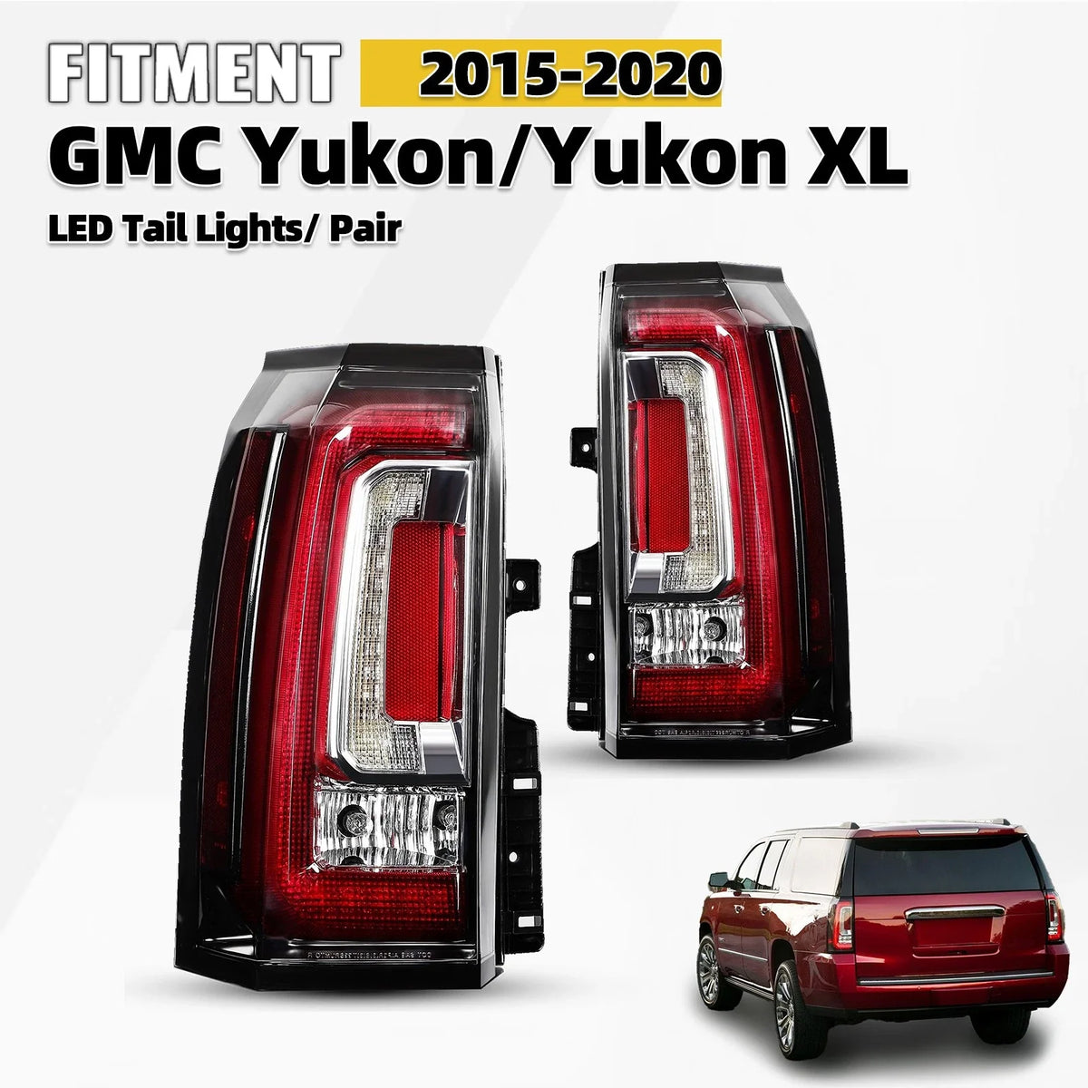 LED Tail Lights Assembly Pair for GMC Yukon/Yukon XL (2015–2020)
