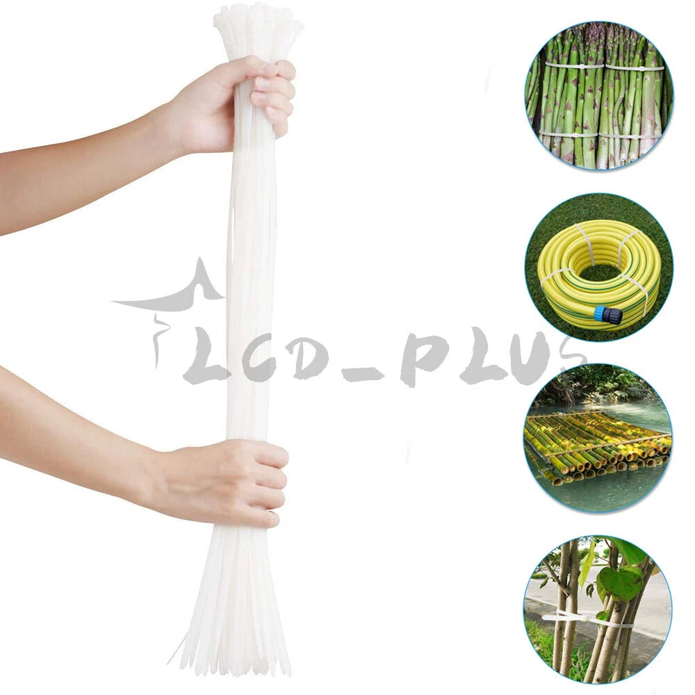 Set of 100 Heavy Duty 14 Inch Nylon Cable Ties 50lbs Zip Ties for Automotive