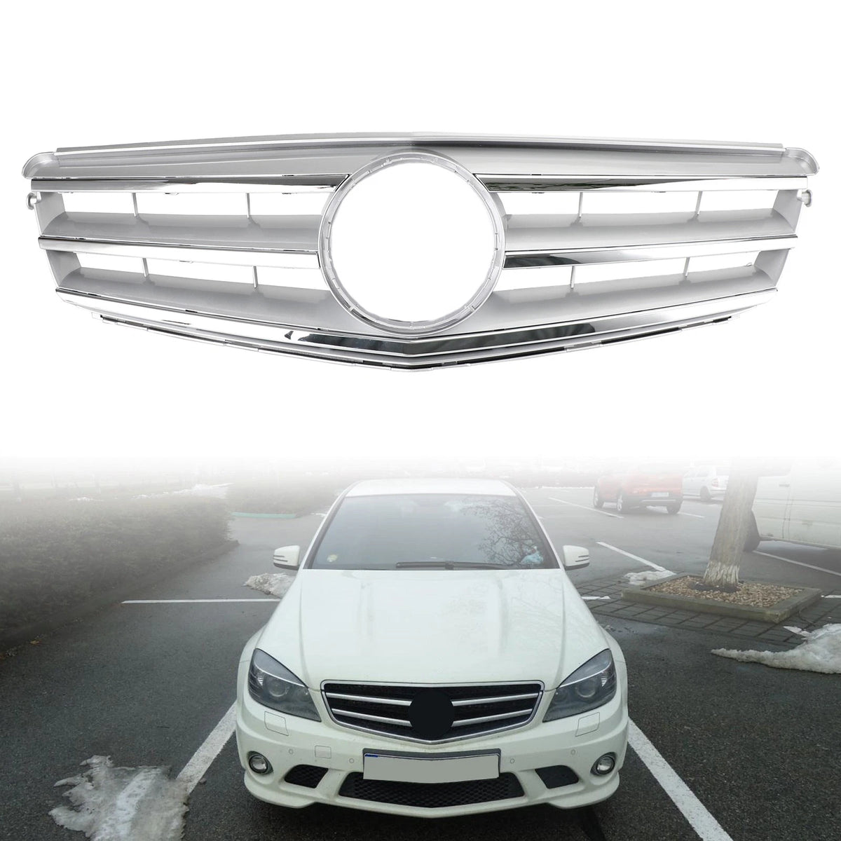 Front Bumper Grille for Benz C Class W204 (2008–2014) Grille-260-CHR-Kit LED Chrome