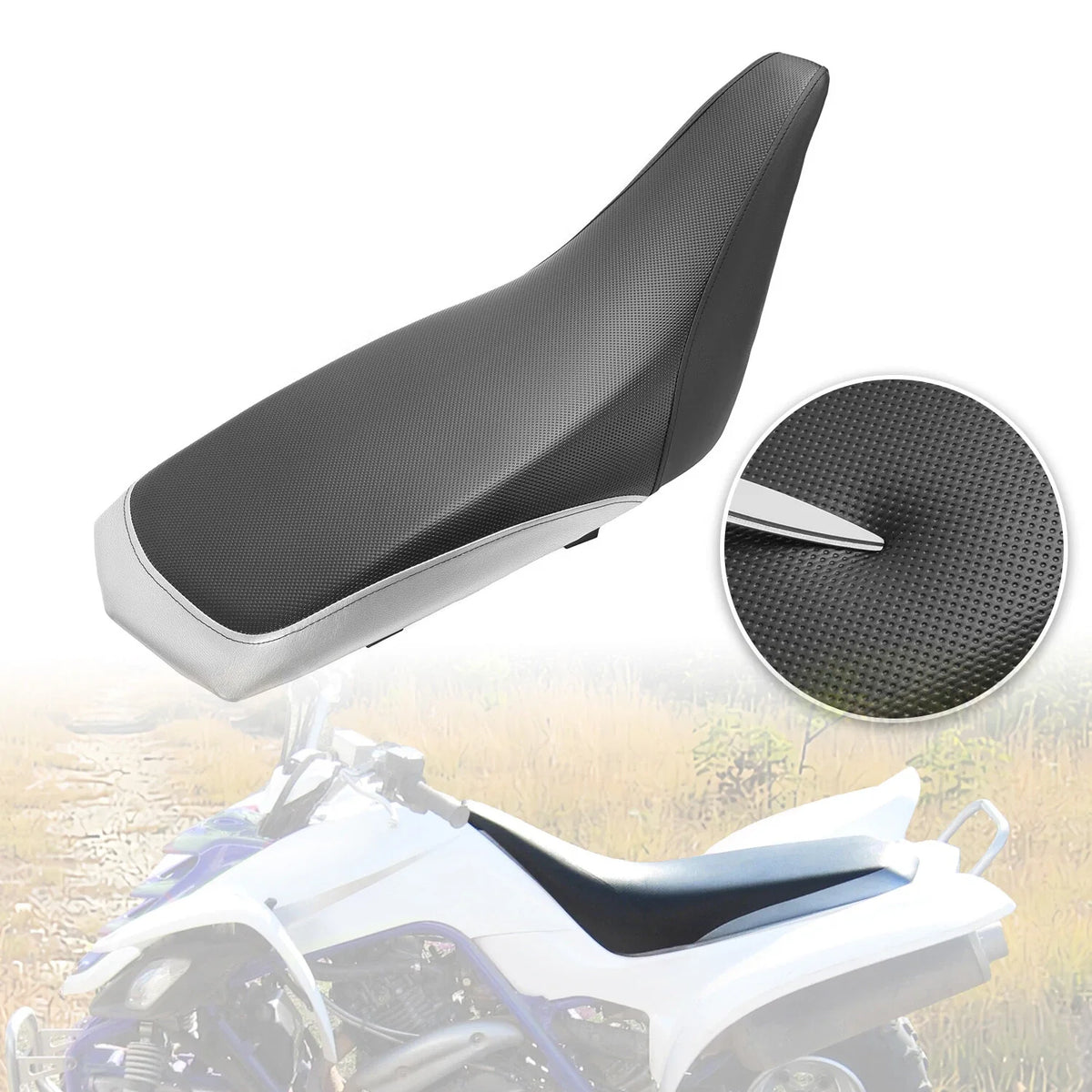 Complete Seat for Yamaha Raptor 660R (2001–2005) - Plastic Black Silvery